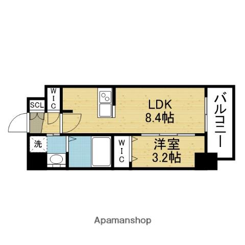 ソルテラスOSAKA緑橋クレアスト(1LDK/12階)の間取り写真