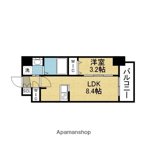ソルテラスOSAKA緑橋クレアスト(1LDK/11階)の間取り写真