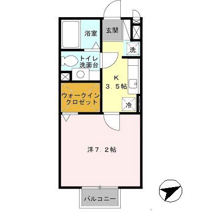 エムセジュール(1K/2階)の間取り写真