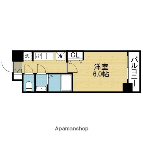 ワールドアイ大阪城イーストⅢ(1K/8階)の間取り写真