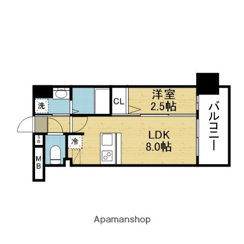 LUXE玉造南(1LDK/4階)の間取り写真