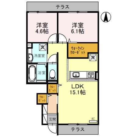 ALIVIO(2LDK/1階)の間取り写真