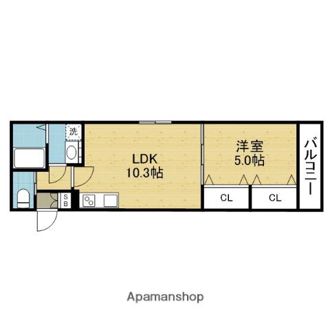 セレニティ衣摺(1LDK/2階)の間取り写真
