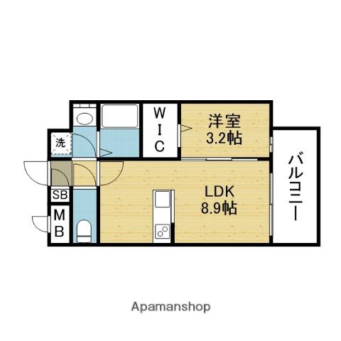 ALIVIS都島通(1LDK/3階)の間取り写真