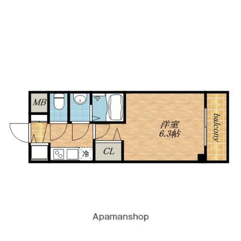 マイナビSTAY大阪城公園ネクサス(1K/2階)の間取り写真
