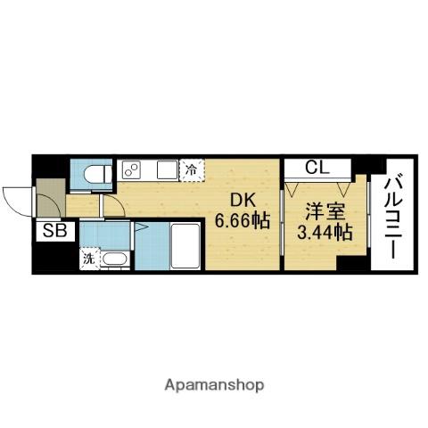 クローバー・グランデ今里(1DK/2階)の間取り写真