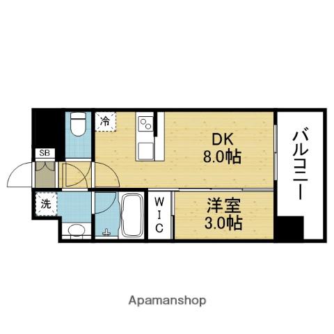 エスリードレジデンス玉造ザ・イースト(1DK/2階)の間取り写真