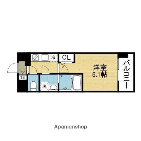 エスリードレジデンス玉造ザ・イースト(1K/4階)の間取り写真