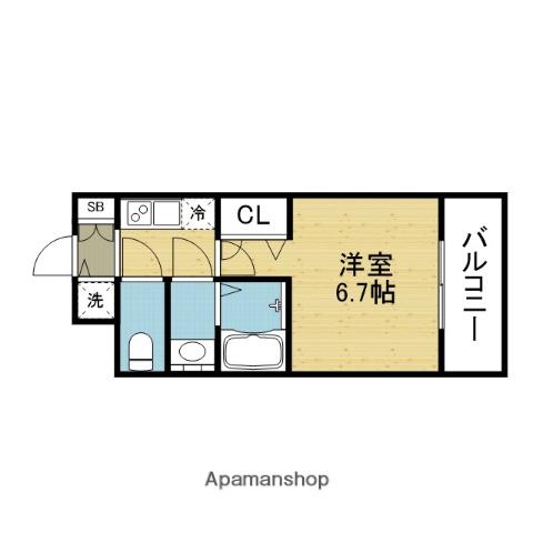 ワールドアイ大阪イースト CITY(1K/6階)の間取り写真