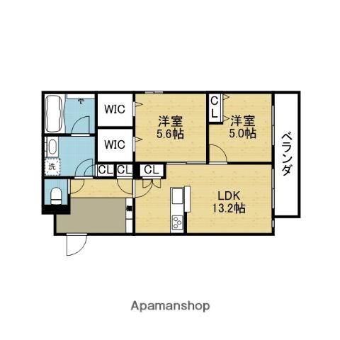 ウィズワンレジデンス大今里(2LDK/1階)の間取り写真