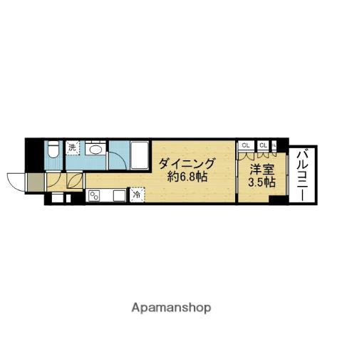 K-COURT谷町四丁目(1DK/4階)の間取り写真