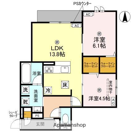 D-ROOM平野区加美東5丁目P(2LDK/1階)の間取り写真