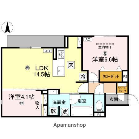 D-ROOM平野区加美東5丁目P(2LDK/1階)の間取り写真