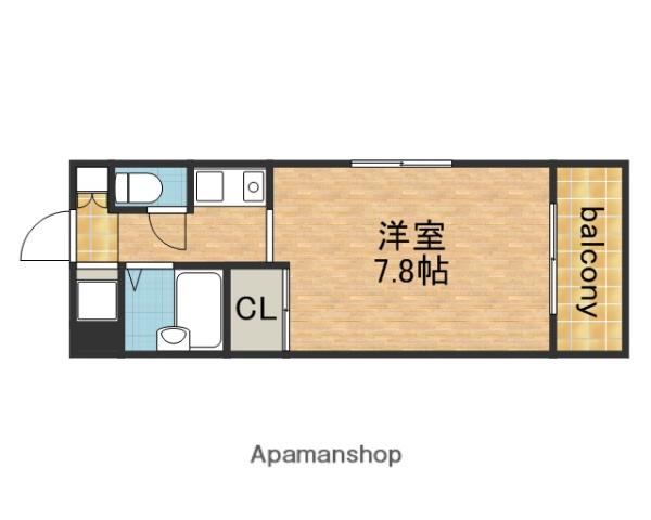 ディアコート今里(ワンルーム/4階)の間取り写真