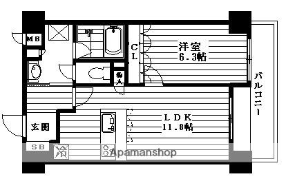 リーガル大阪城東(1LDK/2階)の間取り写真