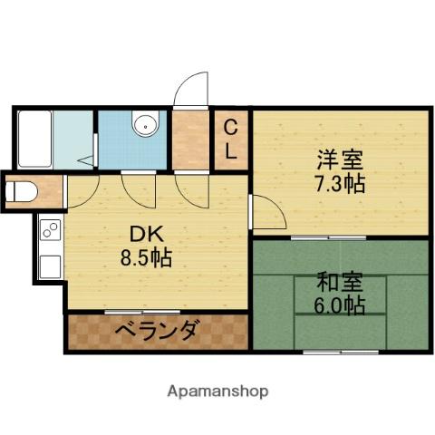 クィーンライフ巽(2DK/4階)の間取り写真