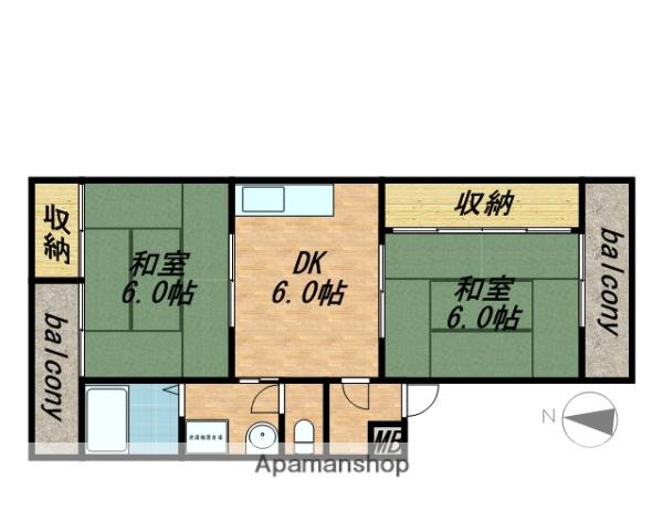 ファミーユ和喜(2DK/1階)の間取り写真