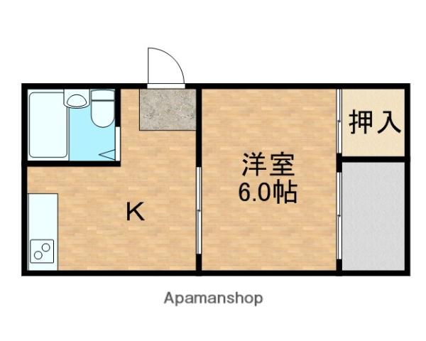 ロイヤルハイツ深江南(1DK/6階)の間取り写真