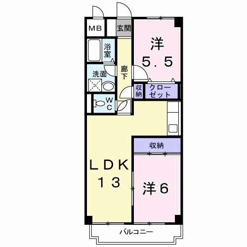 セピア辻井横小路(2LDK/5階)の間取り写真