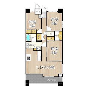 CITY SPIRE桜川Ⅱ(3LDK/9階)の間取り写真