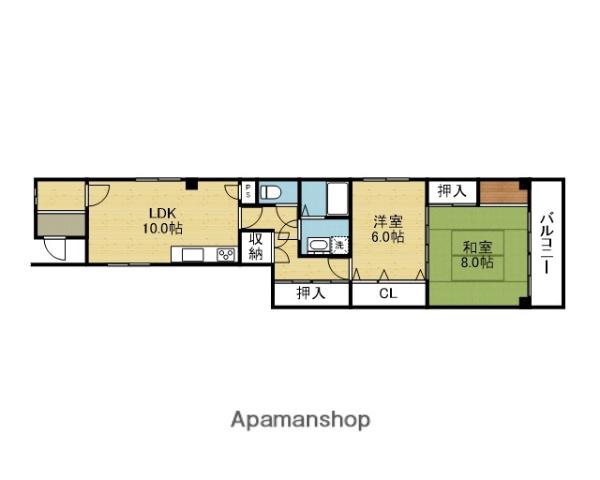 レジデンスS(2LDK/1階)の間取り写真