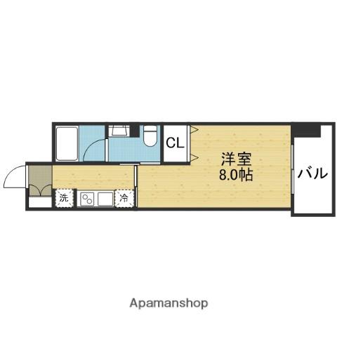 グランマーレ天満橋(1K/6階)の間取り写真