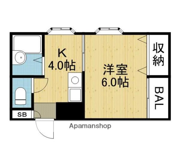 ゴッドフィールド3(1DK/2階)の間取り写真