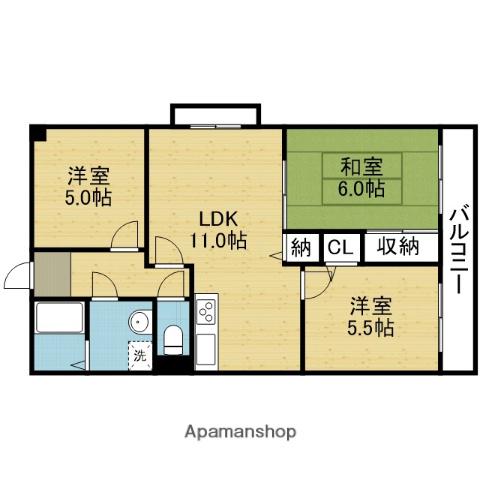ヴェルグラシア平野(3LDK/4階)の間取り写真