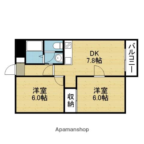 サンポートハイム舎利寺(2DK/9階)の間取り写真