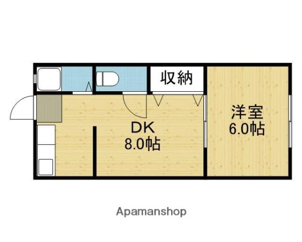 金沢マンション(1DK/2階)の間取り写真