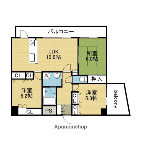 アインス巽(3LDK/5階)の間取り写真