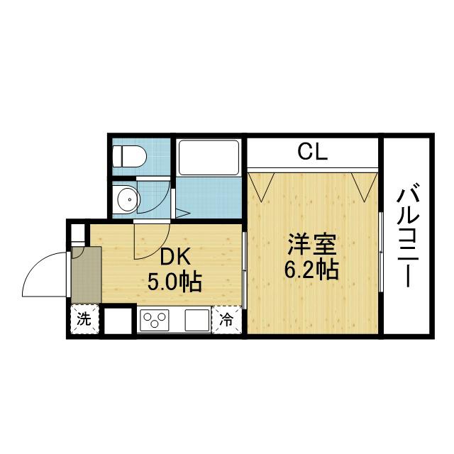 新深江池田マンション(1DK/6階)の間取り写真
