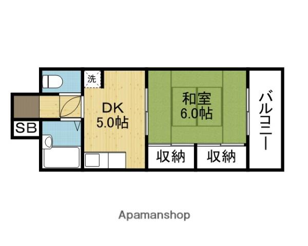 エイチツーオー新今里Ⅱビル(1DK/5階)の間取り写真