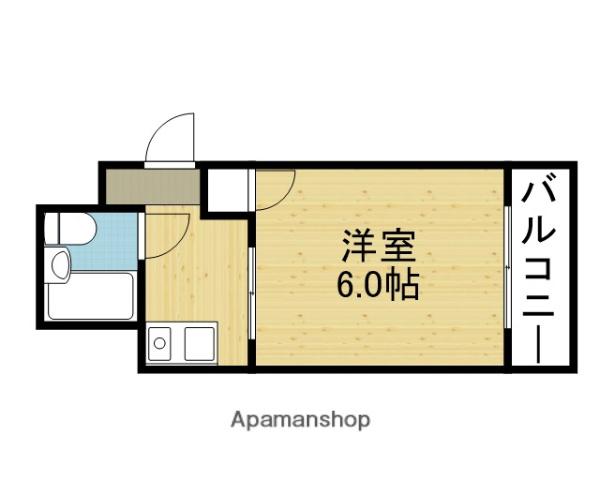 ウエストハイツ中本(1K/4階)の間取り写真