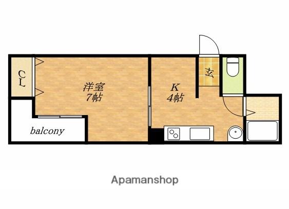 コンフォート真田山東(1DK/4階)の間取り写真