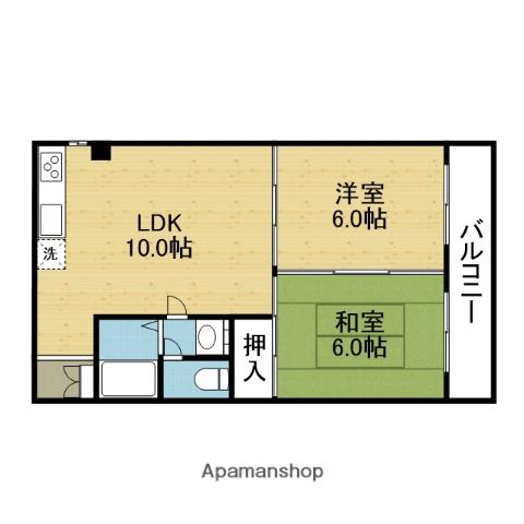 萬清ハイツ(2LDK/4階)の間取り写真