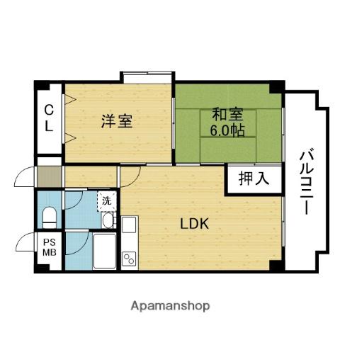 清晃ハイツ(2LDK/3階)の間取り写真