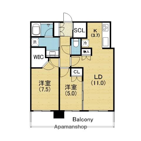 ザ・上本町タワー(2LDK/4階)の間取り写真