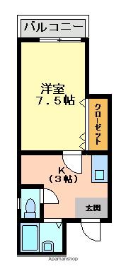 近鉄難波・奈良線 今里駅(近鉄) 徒歩4分 6階建 築23年(1K/3階)の間取り写真