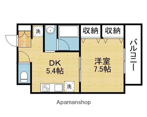 ボワ・リジエール(1DK/6階)の間取り写真