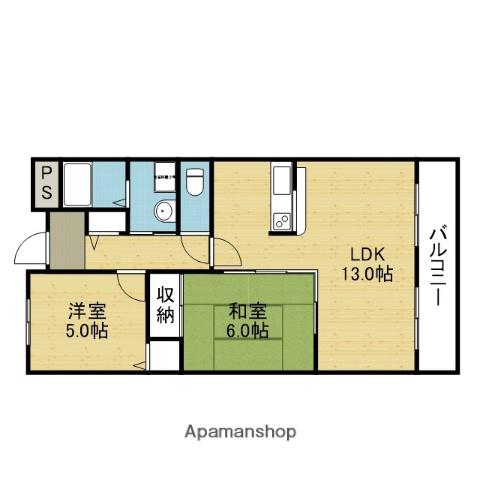 ノースフライト(2LDK/3階)の間取り写真