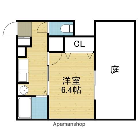 グローバルやすい(1K/1階)の間取り写真