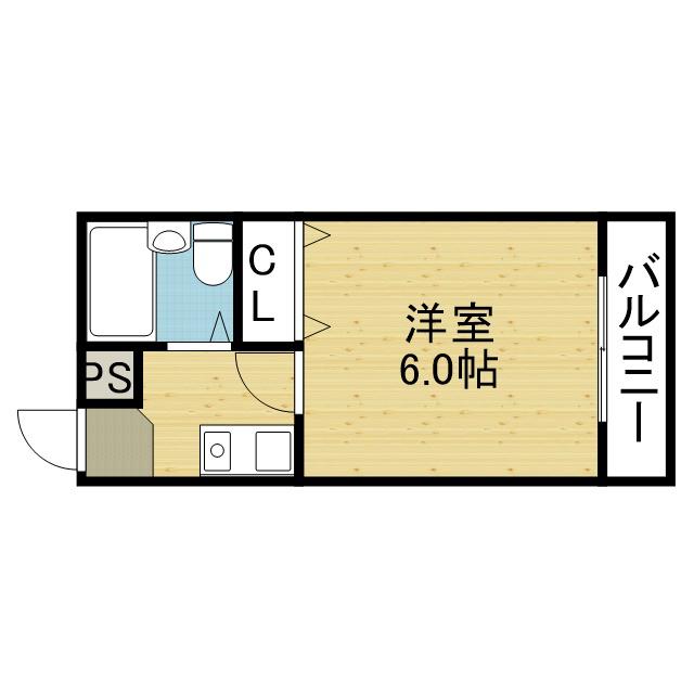 ベルハイツ(1K/5階)の間取り写真