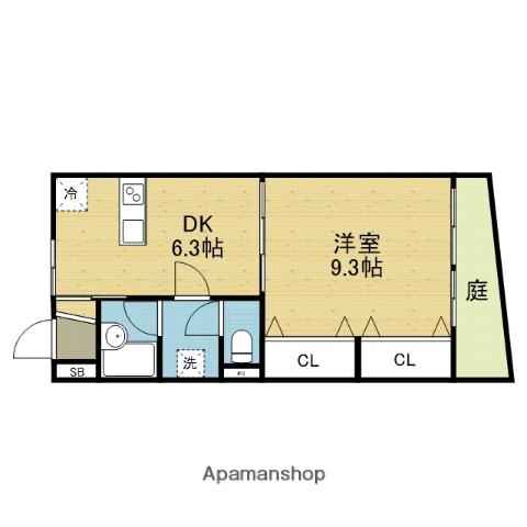 メルクマール中浜(1DK/1階)の間取り写真