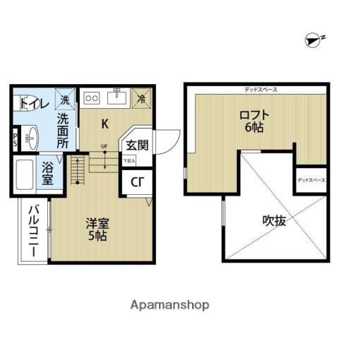 GRAND JETE天王寺東(1K/2階)の間取り写真