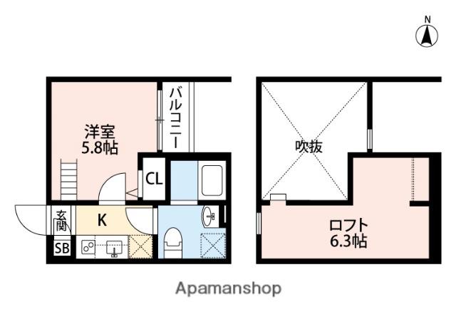 WEISSE VIOL 小路(1K/2階)の間取り写真