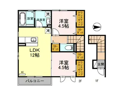 ウィステリア・ブルーム(2LDK/2階)の間取り写真