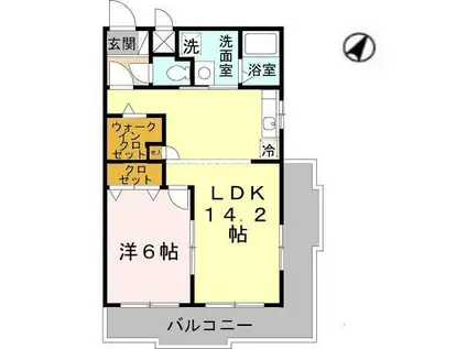 ハイツ東渡辺(1LDK/2階)の間取り写真