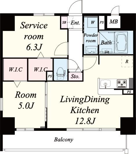 ハナミズキ福島(1SLDK/8階)の間取り写真
