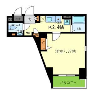 エイチ・ツー・オー東住吉1番館(1K/6階)の間取り写真